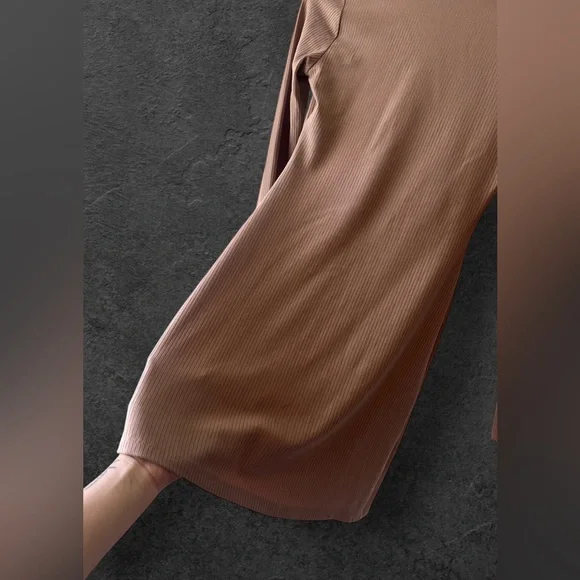 Reformation Jeans Tan Long Sleeve Dress Ribbed Amy Knit Dress Size XS - Picture 12 of 12